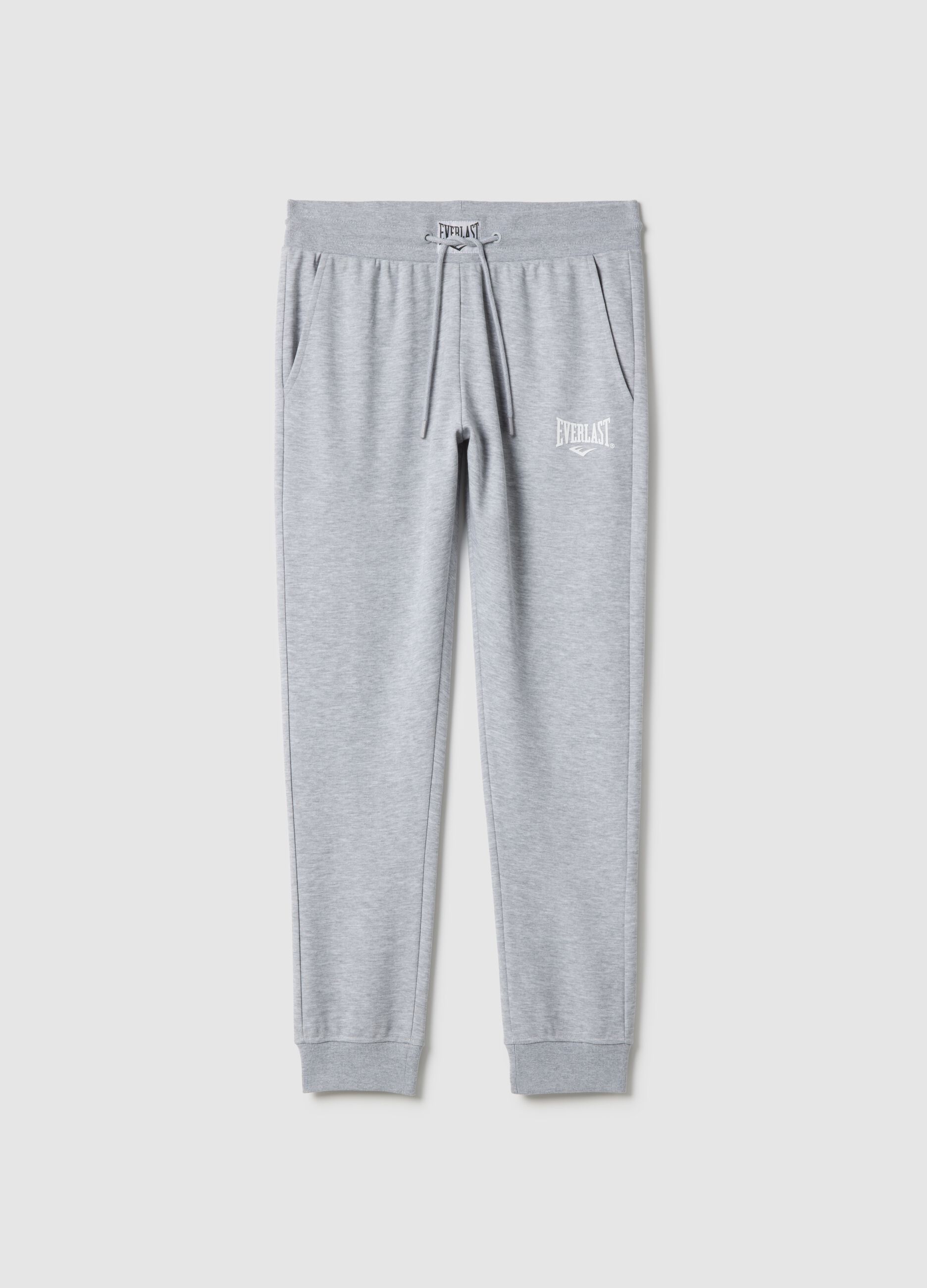 Grey cotton blend joggers regular fit with Everlast logo