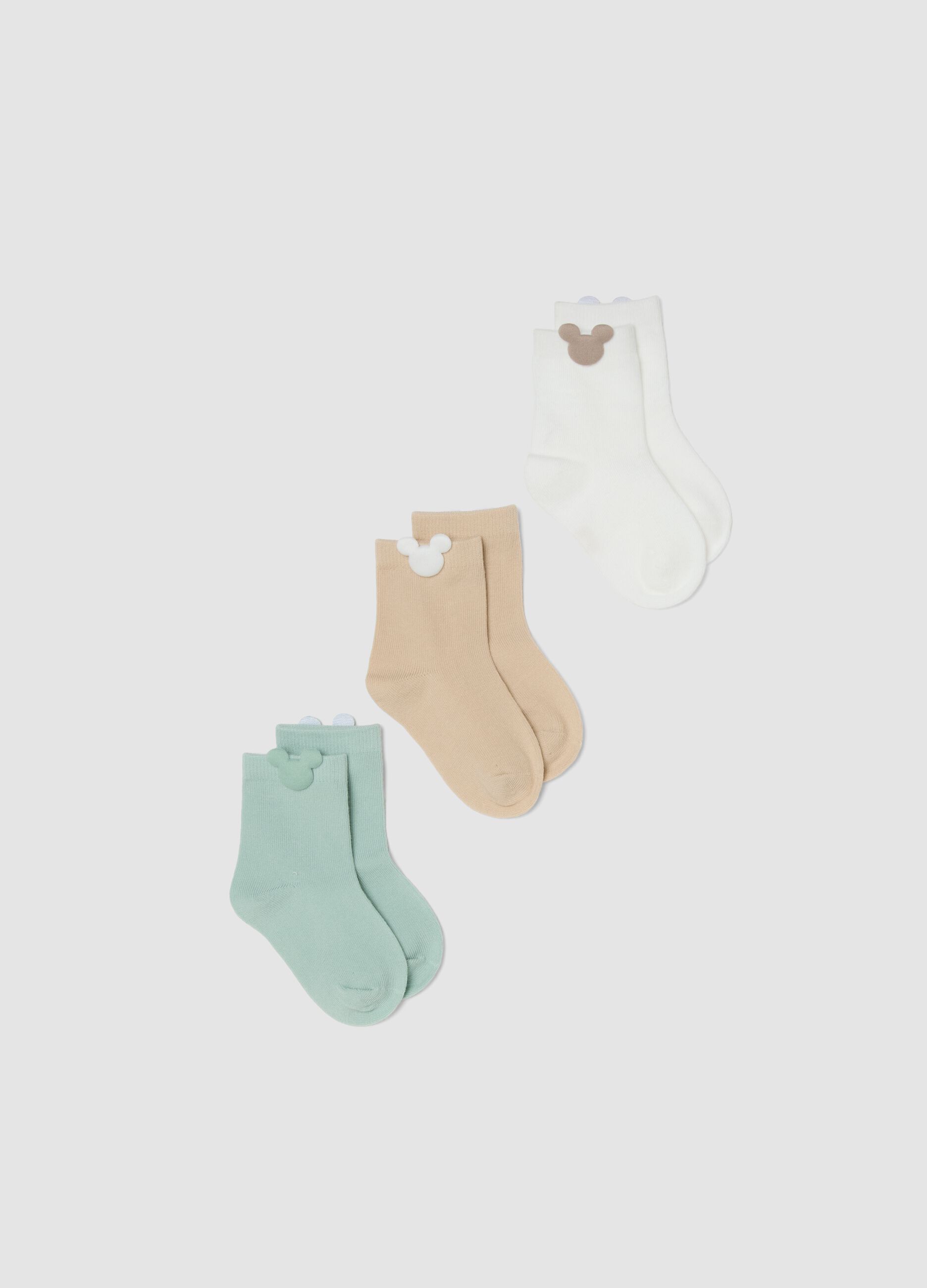 Multicolour organic cotton blend socks tripack with Mickey Mouse