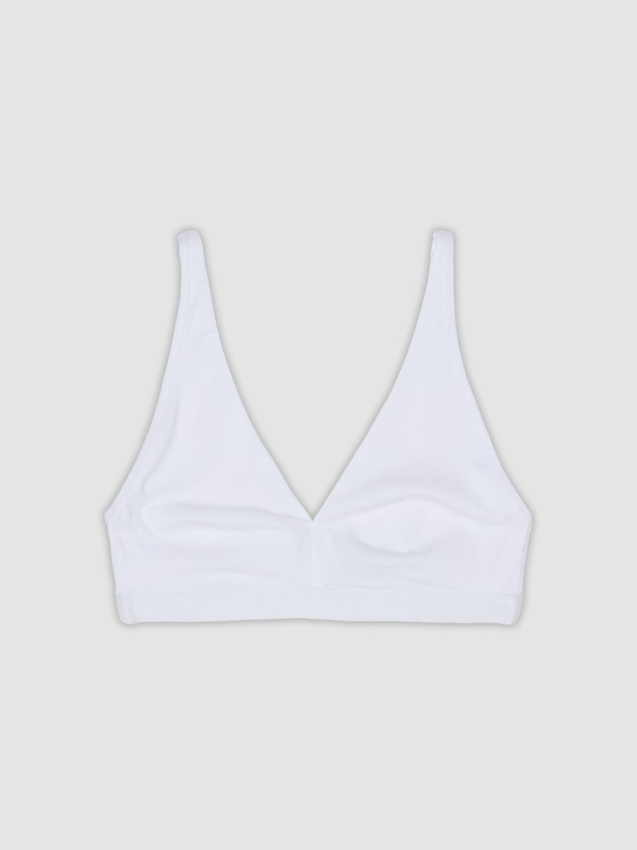 White stretch organic cotton triangle bra_0