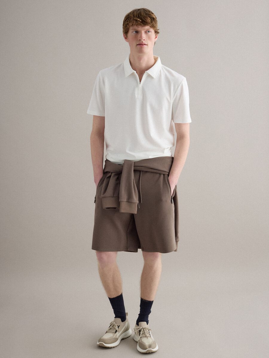 Wei&szlig;e Stretch-Baumwoll-Polohemd mit kurzen &Auml;rmeln Regular Fit_2