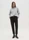Melange grey jumper with high neck and contrast trim_1