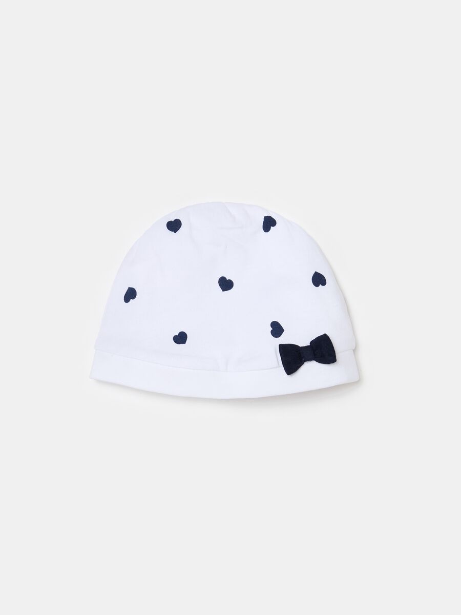Organic cotton hat with bow and print_0