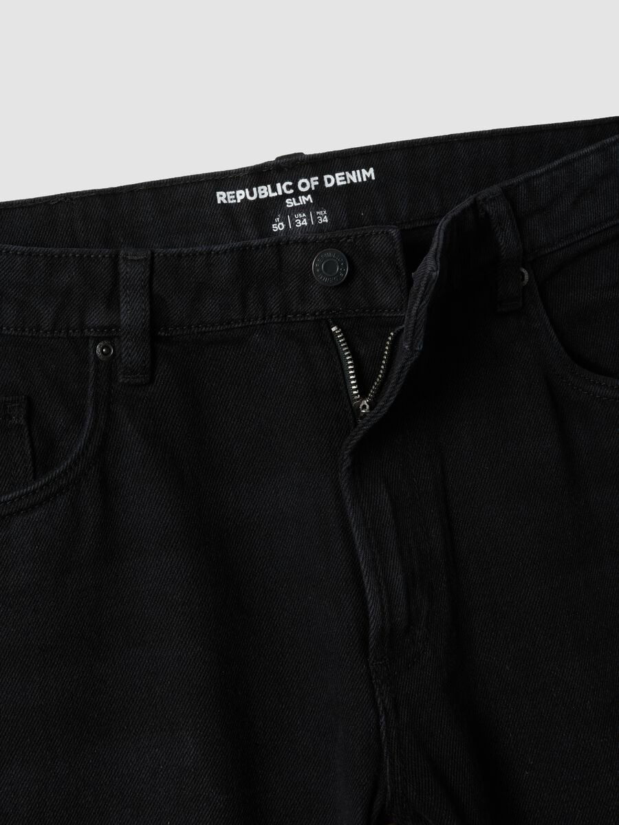 Black cotton and viscose-blend slim-fit jeans_5