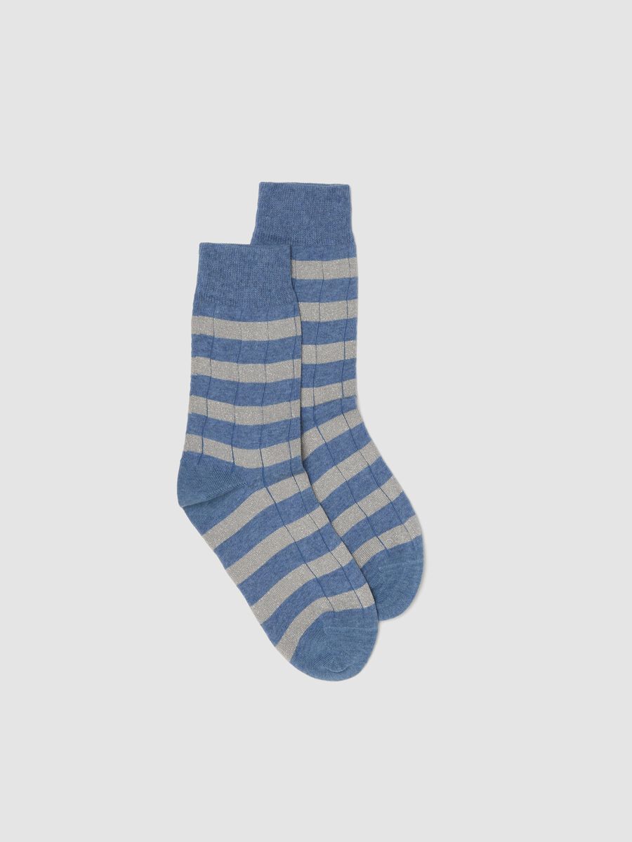 Multicolour Stripe Elasticated Cotton Blend Socks_0