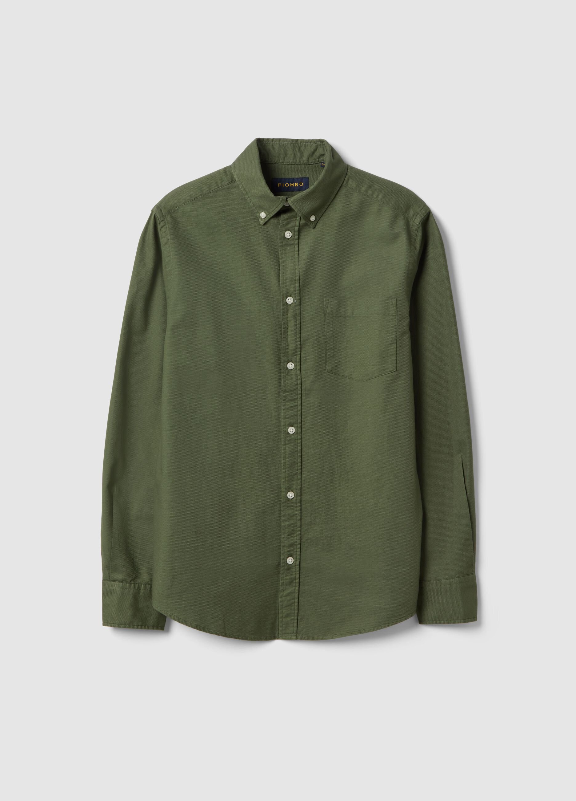Green pure cotton regular fit shirt