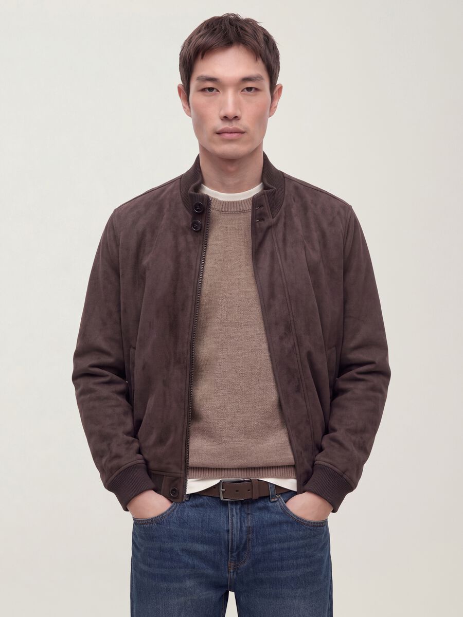 Brown regular-fit jacket with zip_0