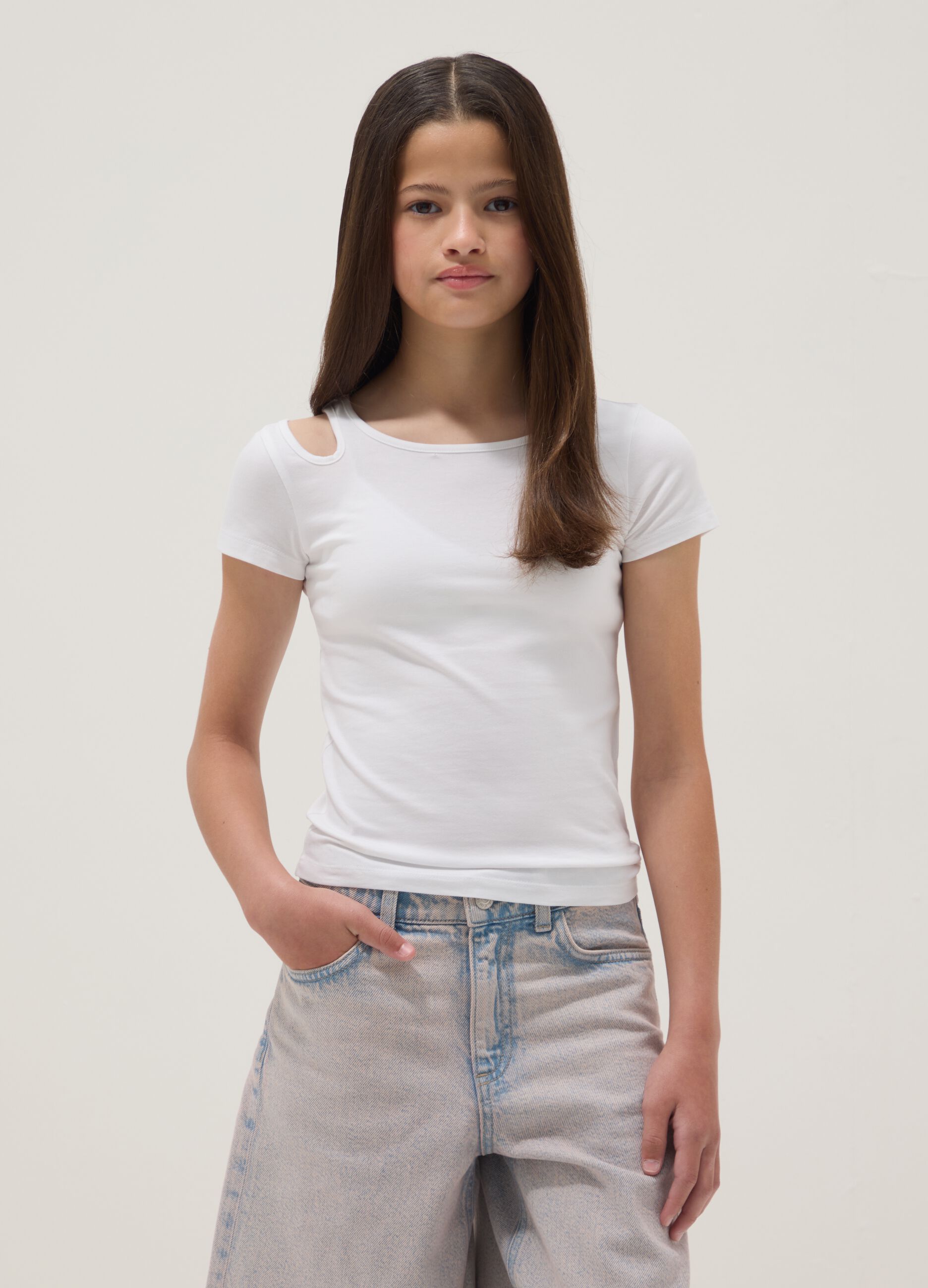 White organic cotton short-sleeve T-shirt
