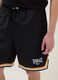 Regular fit black sports shorts with white and orange details_3