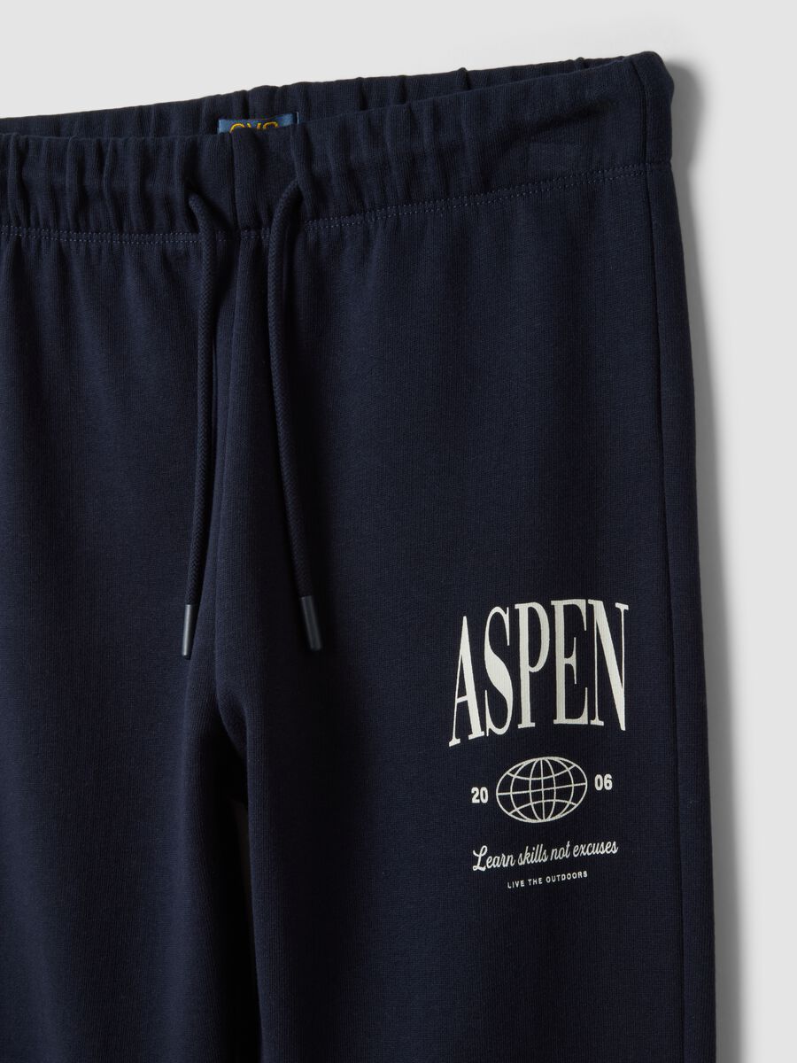 Navy cotton fleece joggers, regular fit_2