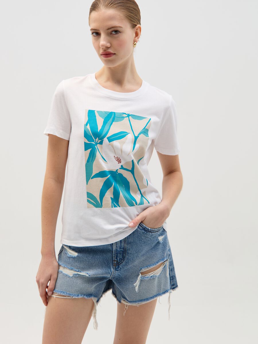T-shirt in cotone stampa floreale_0