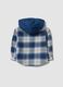 Blaue, karierte Oversize-Hemdjacke mit Kapuze aus reiner Baumwolle f&uuml;r Baby-Jungen_1