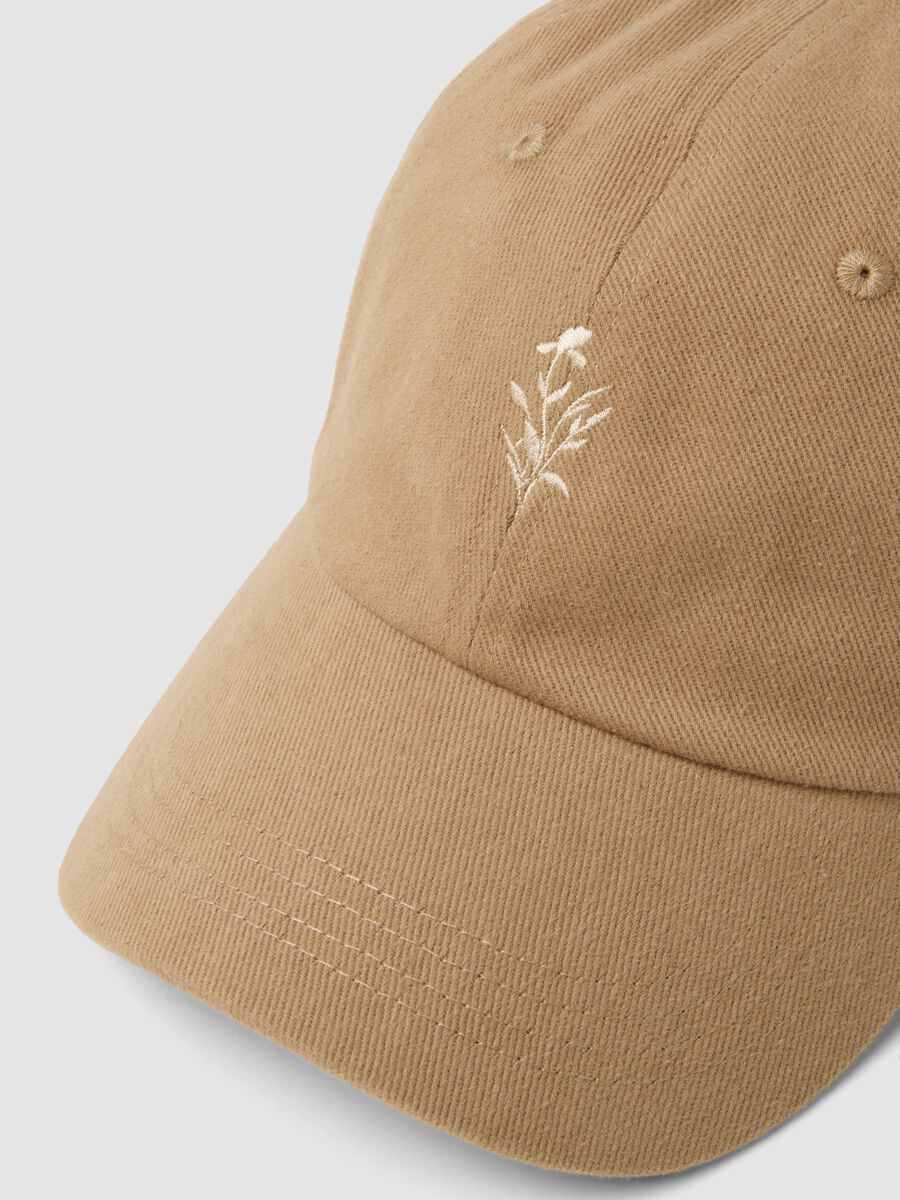 Beige Cap aus reiner Baumwolle mit Stickerei_2