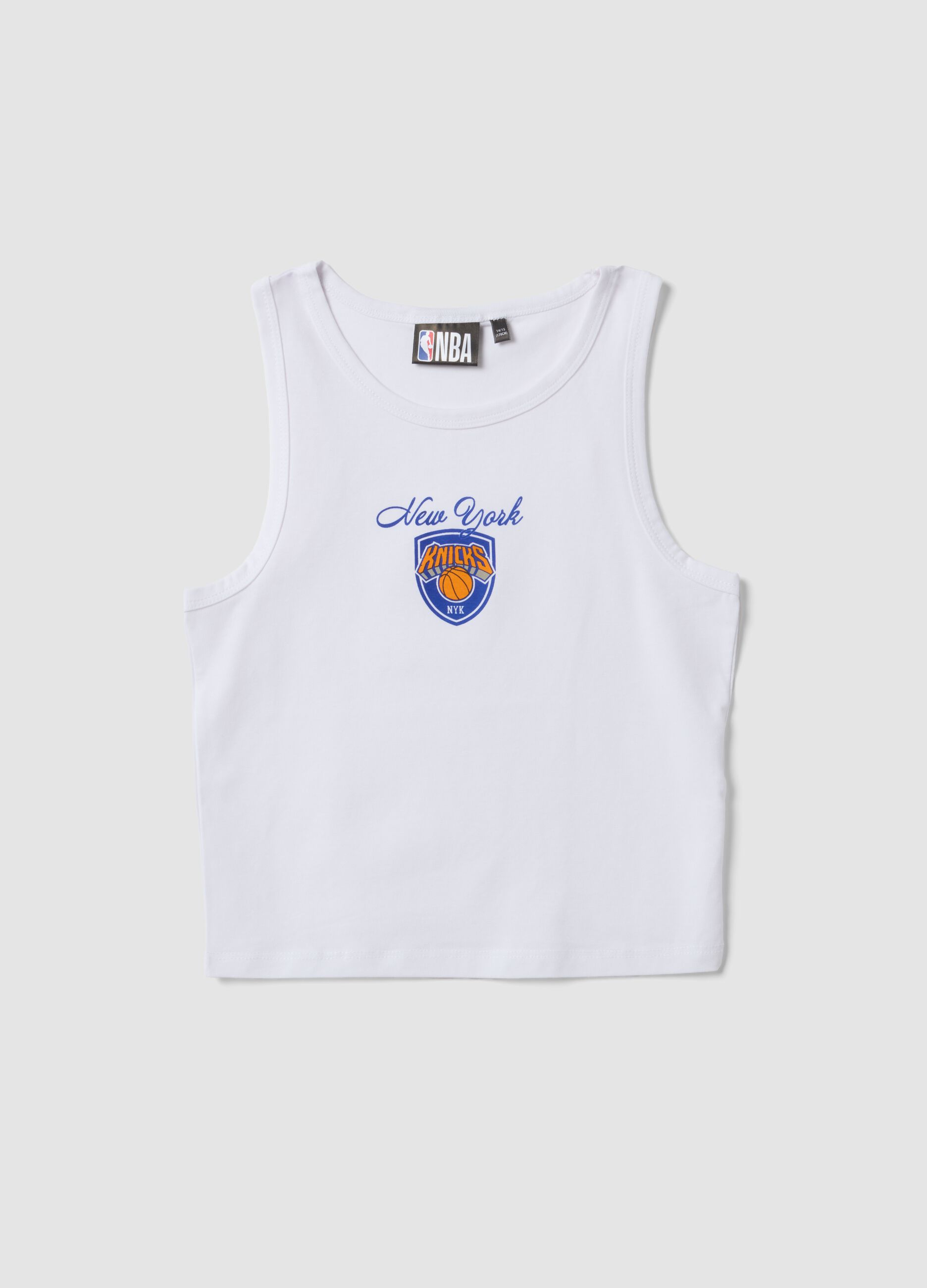 White stretch cotton tank top