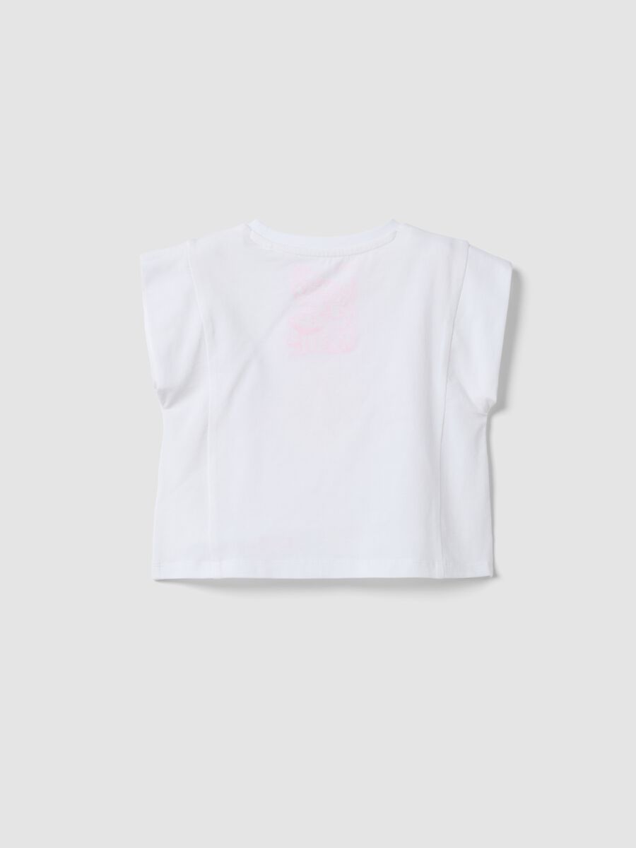 White stretch cotton tank top with front print_1