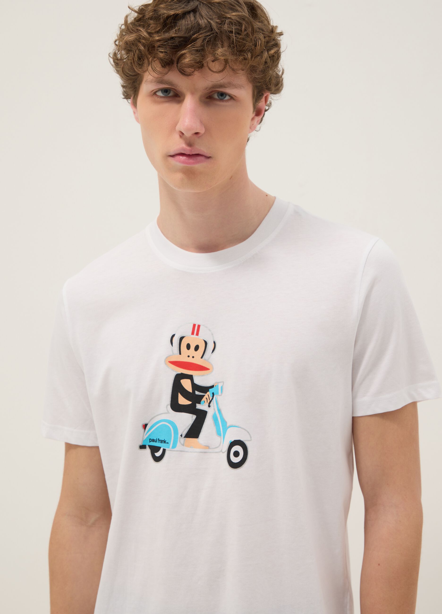 Wei&szlig;es T-Shirt mit Paul-Frank-Print aus reiner Baumwolle, Regular Fit
