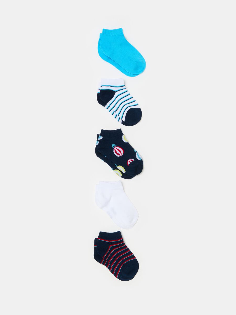 Five-pair pack short socks in stretch cotton_0