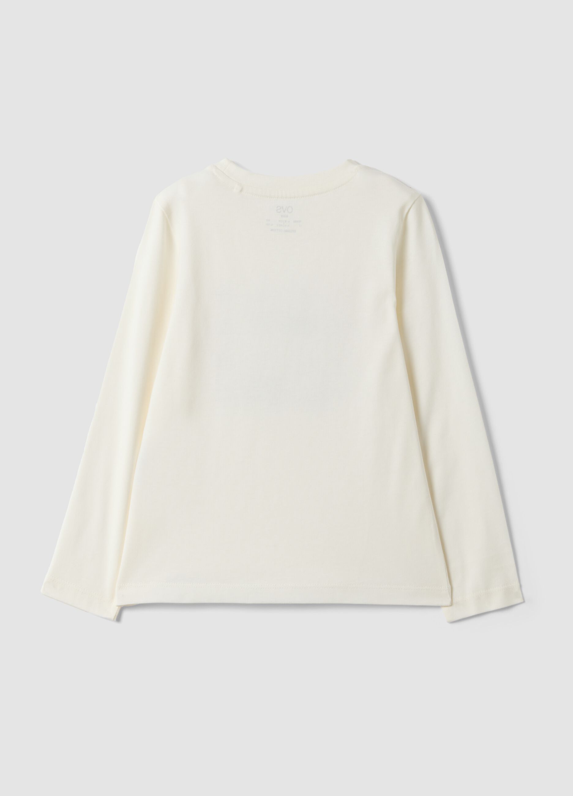 White pure organic cotton T-shirt with glitter print for girls