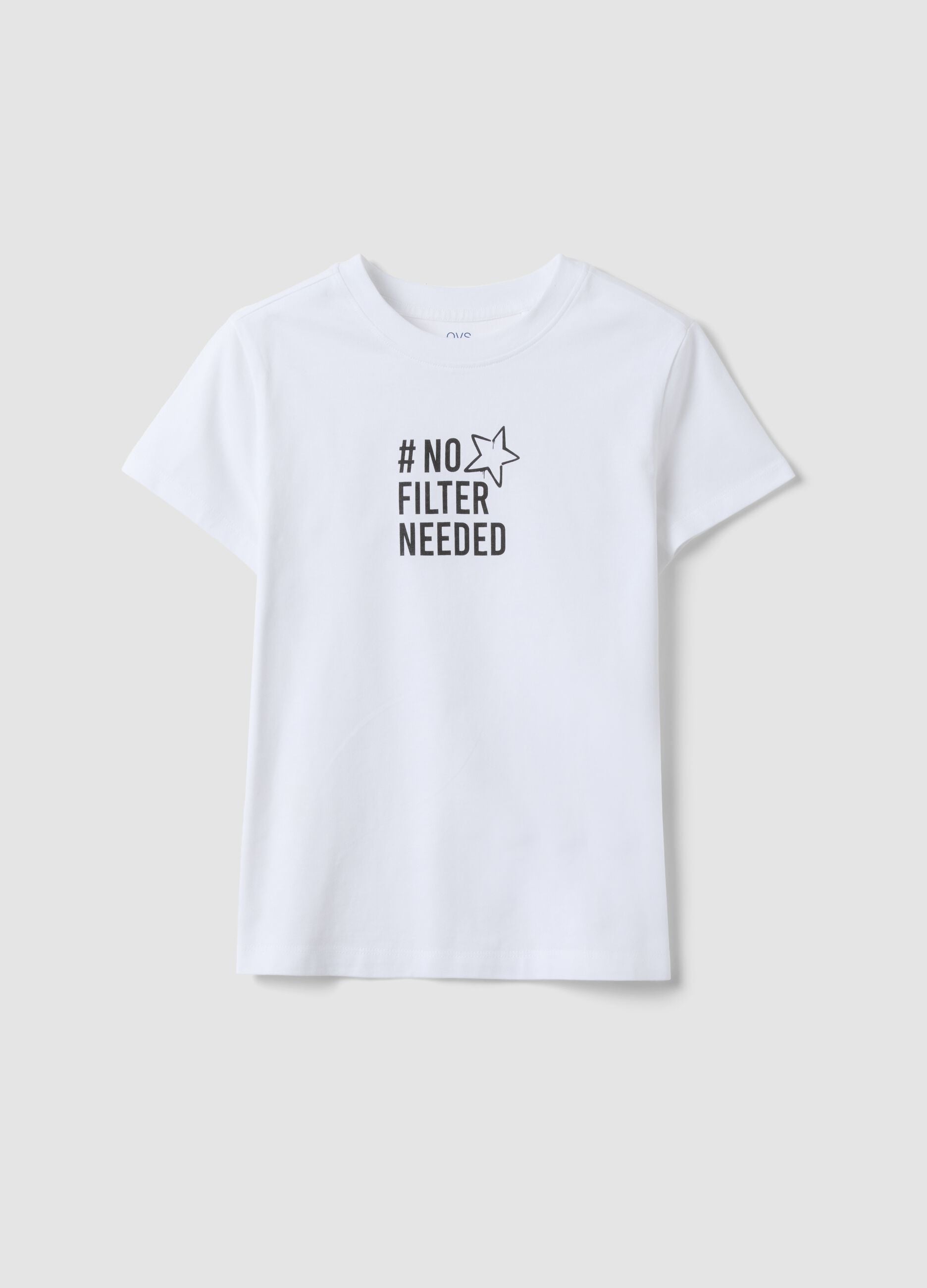 White pure organic cotton T-shirt with graphic for girls