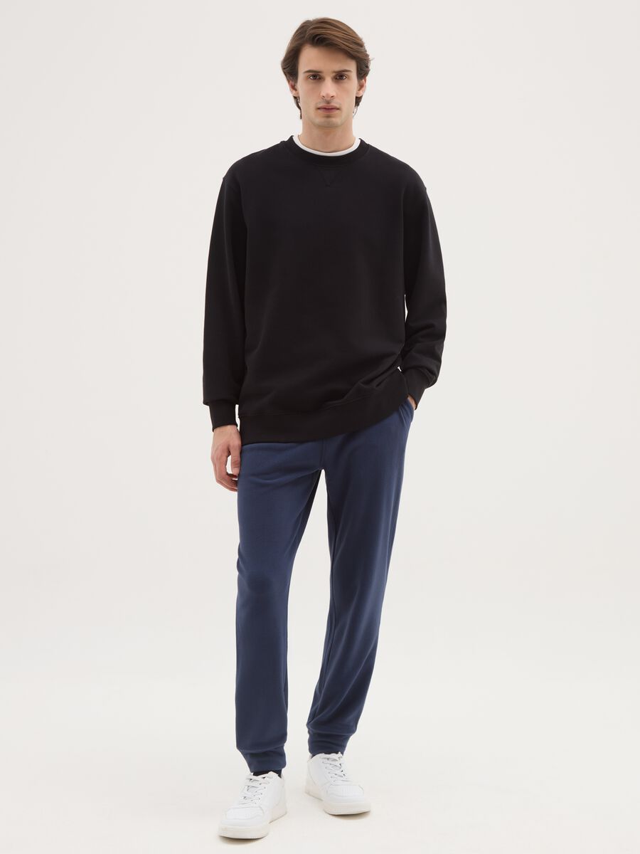 Blaue Fleecehose im Regular-Fit mit elastischem Bund_1