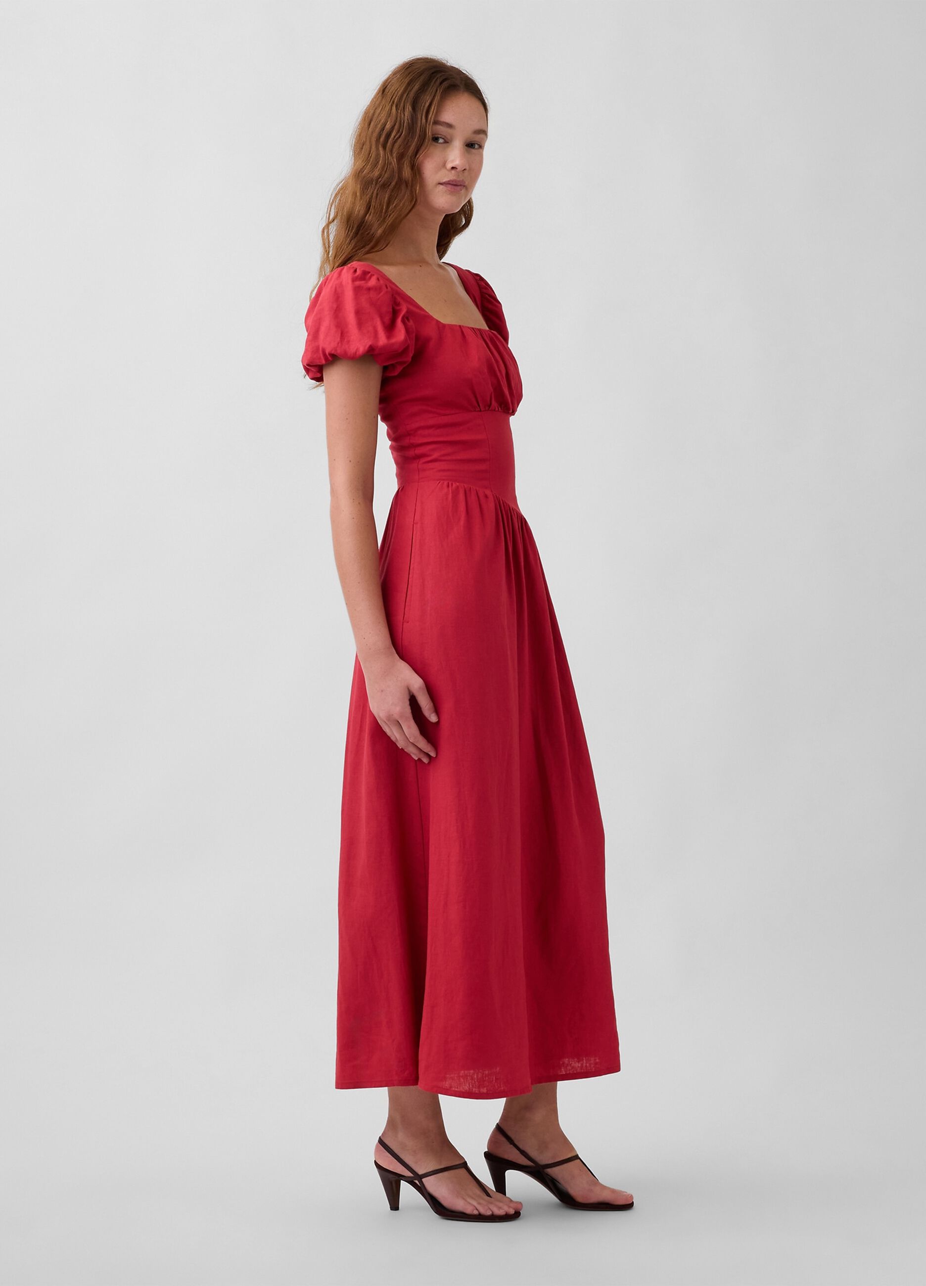 Midikleid aus Leinenmix