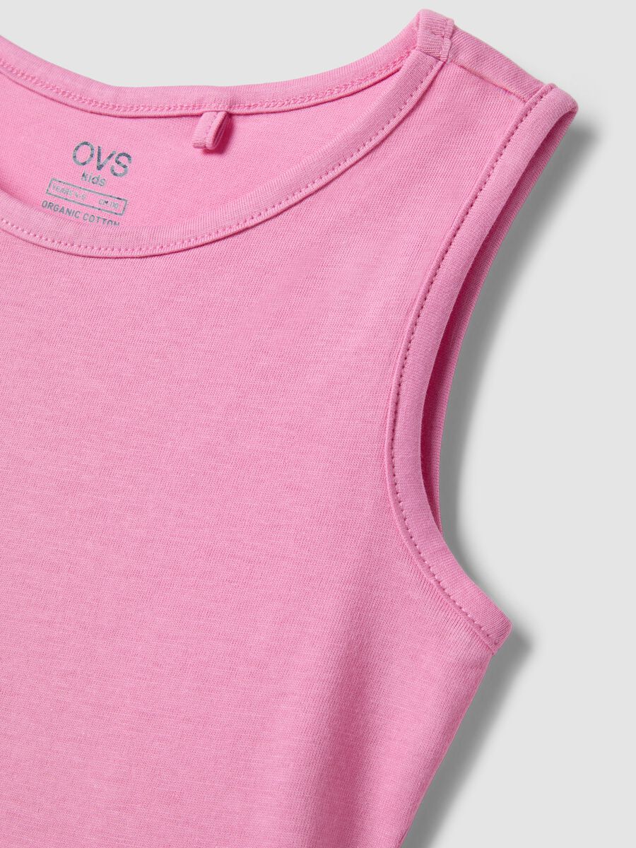 Girls' sleeveless pink pure cotton dress regular fit_2