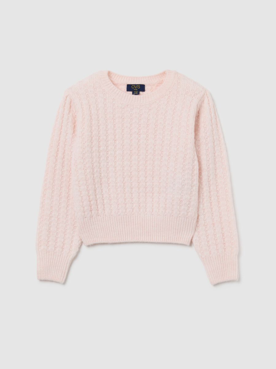 Girls' pink knitted regular fit jumper_0