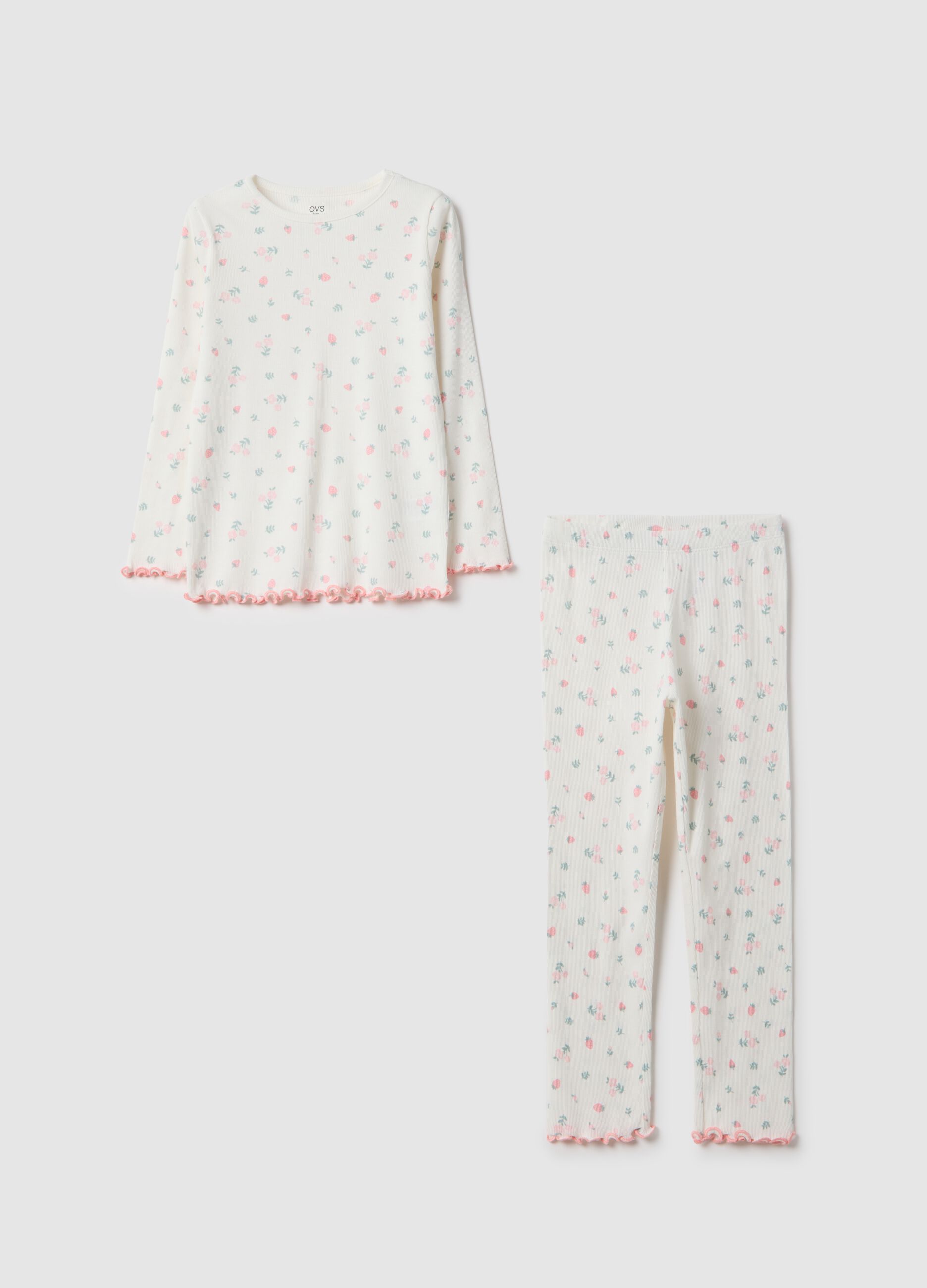 Pijama multicolor de algod&atilde;o puro para meninas, tamanho regular