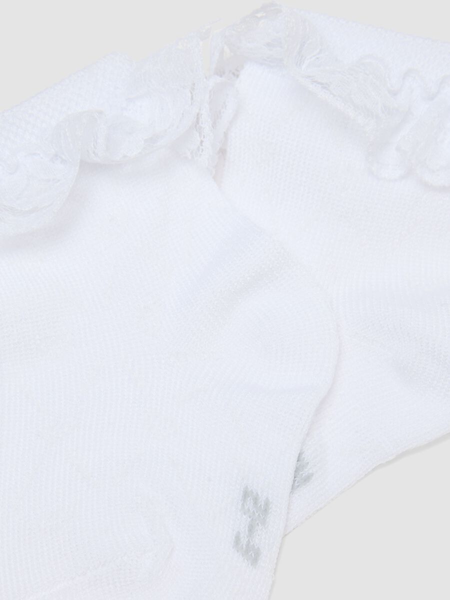 Pack duplo de meias curtas brancas em algod&atilde;o el&aacute;stico para beb&eacute;_1