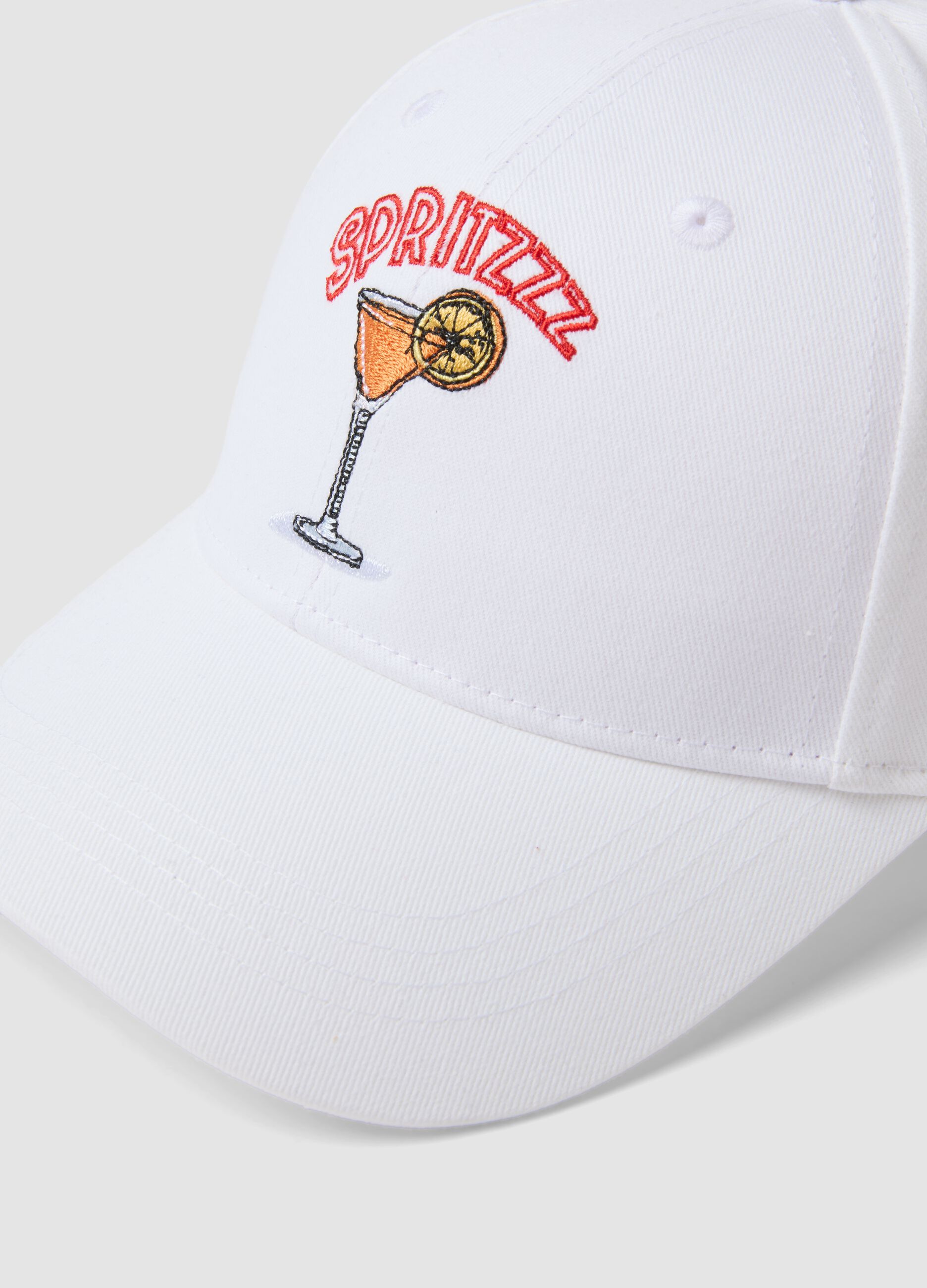 Casquette de baseball en pur coton blanc avec broderie Spritz