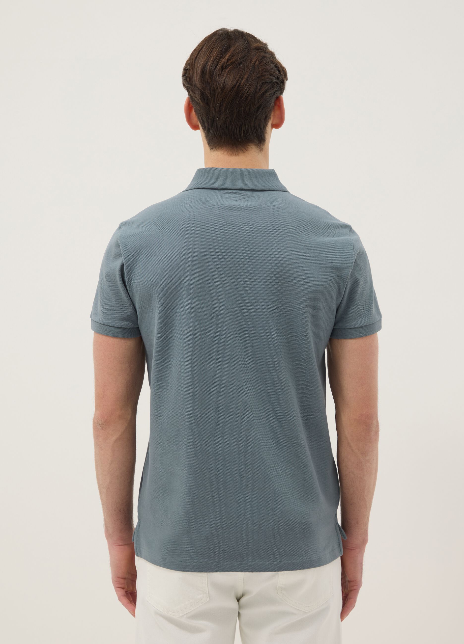 Slim Fit graues Polo aus reiner Baumwolle