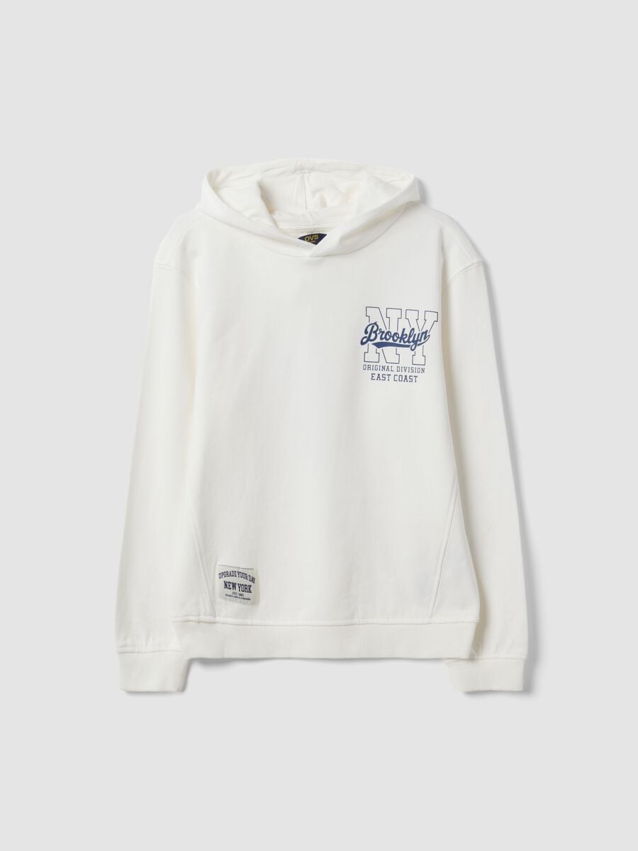 White pure cotton hoodie with print for boys_3