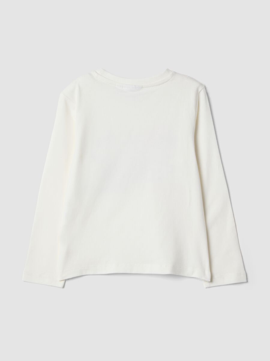 T-shirt bianca in cotone elasticizzato con stampa hello kitty per bambina_1