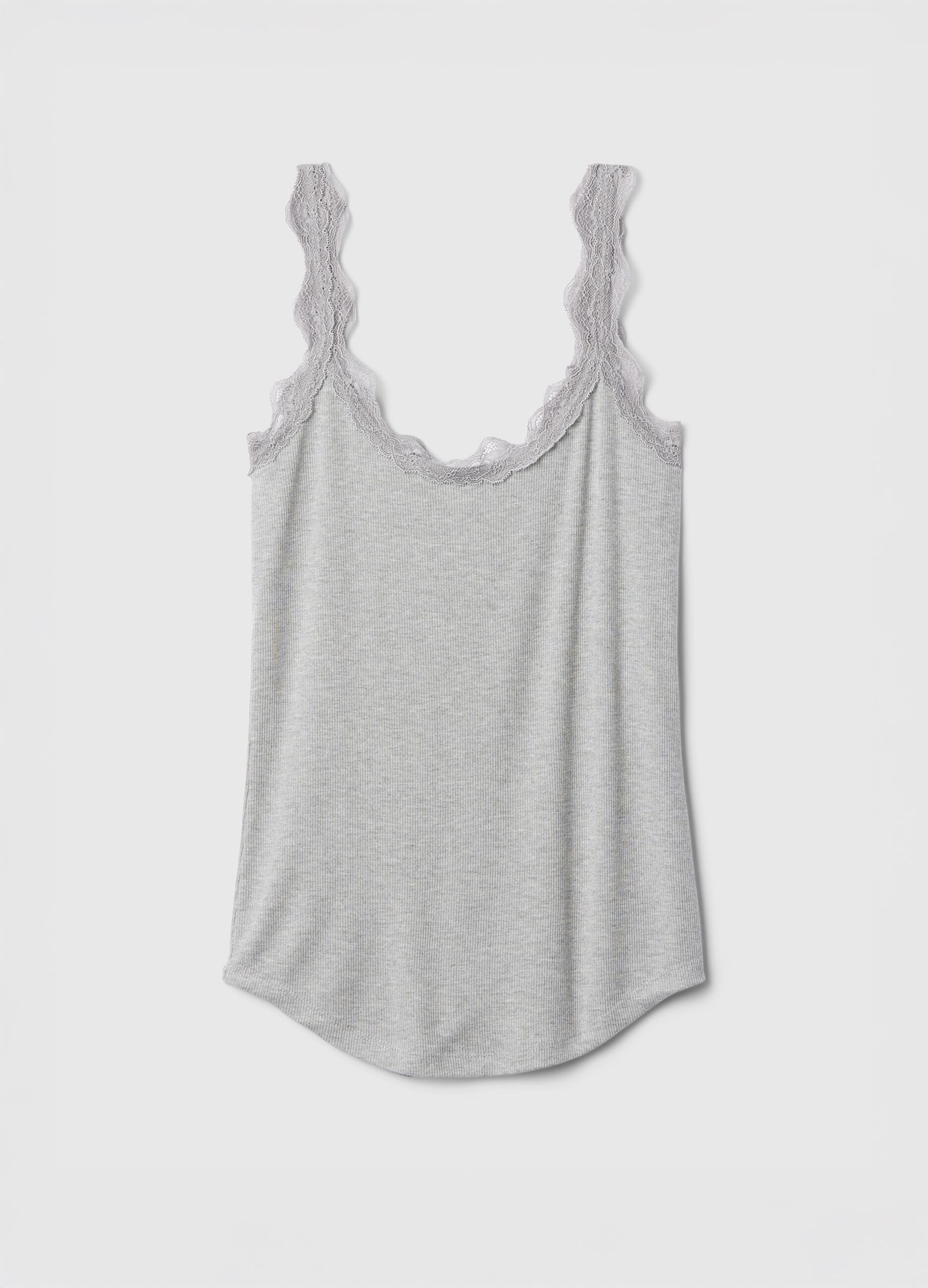 Stretch grey pyjama with lace details