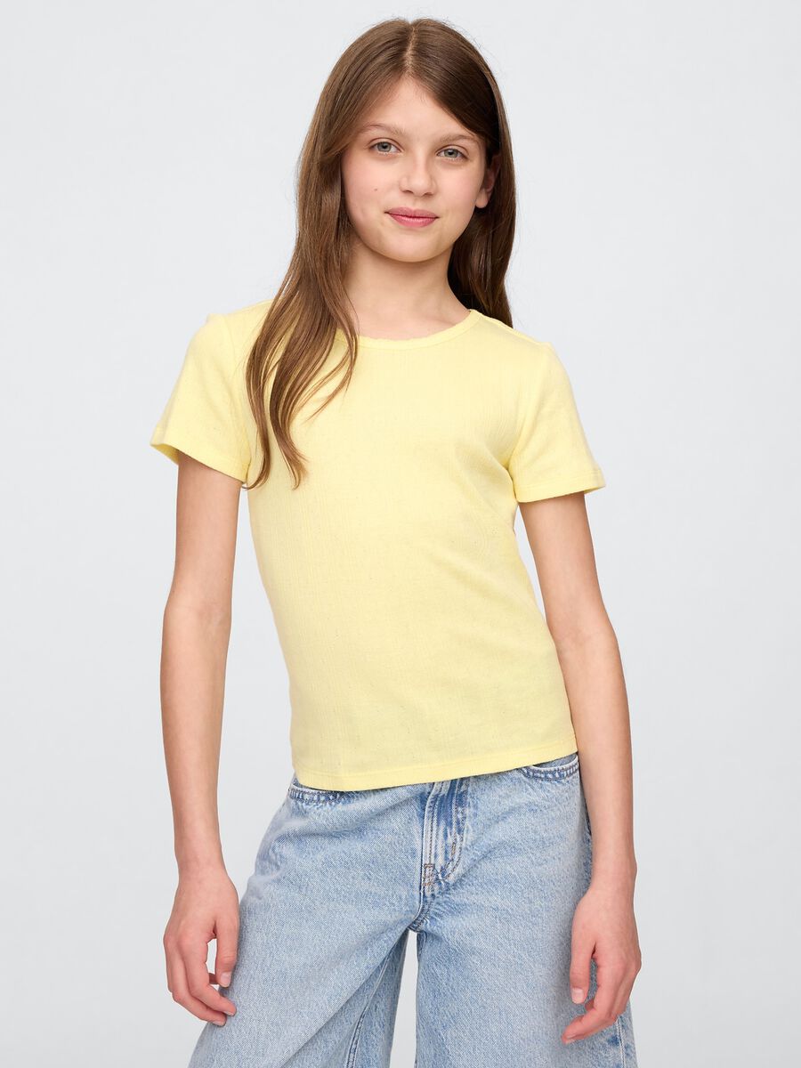 Gelbes geripptes enges T-Shirt_0