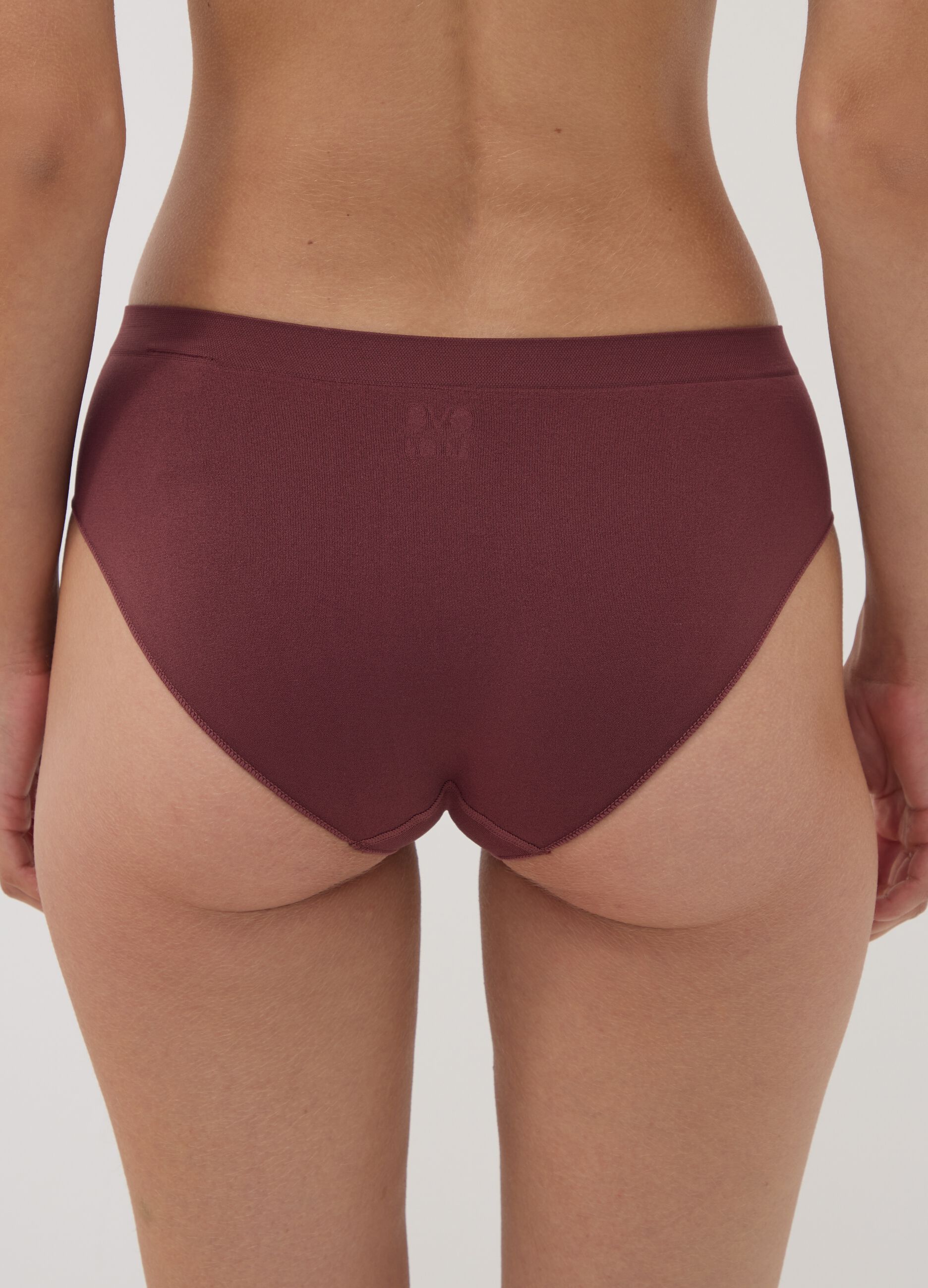 Brown stretch microfibre briefs