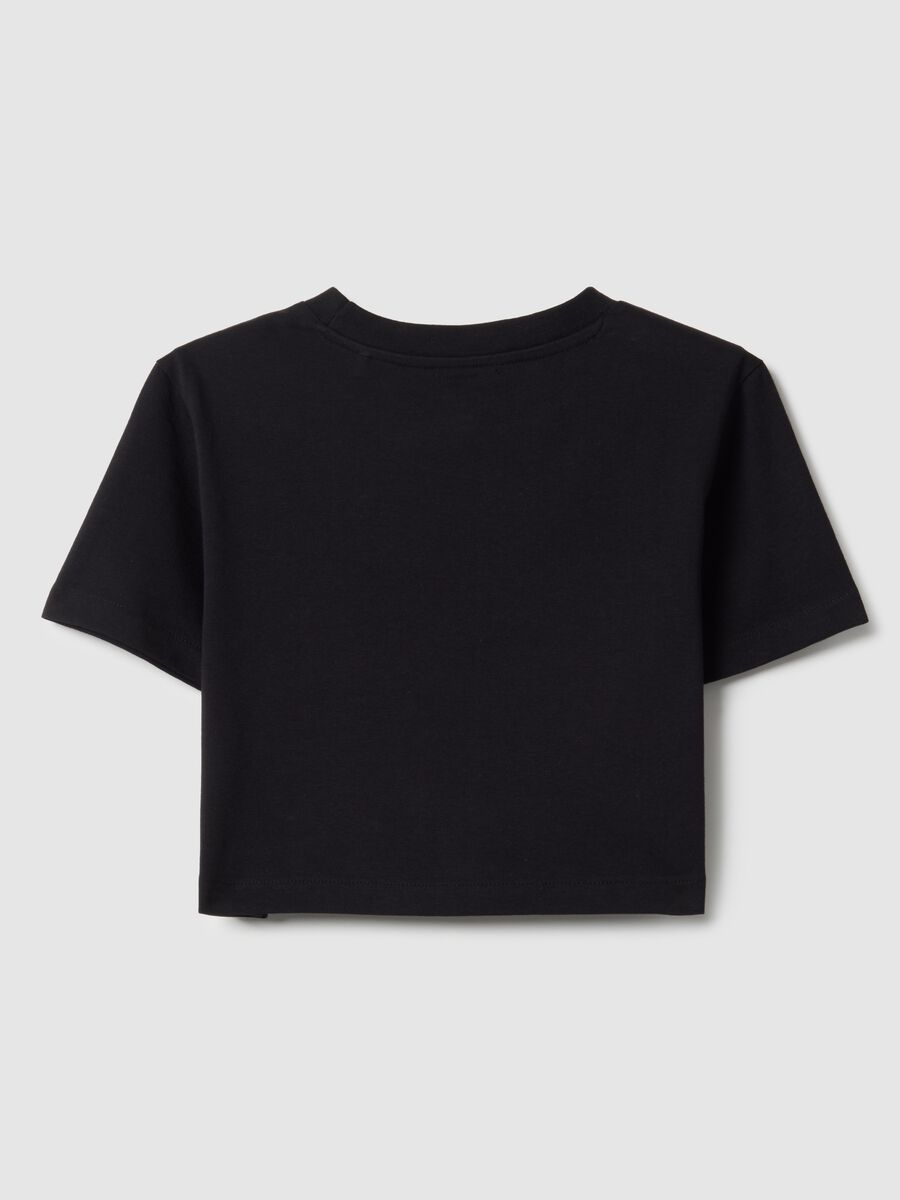 Girls' black pure cotton boxy fit t-shirt_4