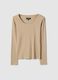 Langarmshirt aus reinem Baumwolle Beige Regular Fit_4
