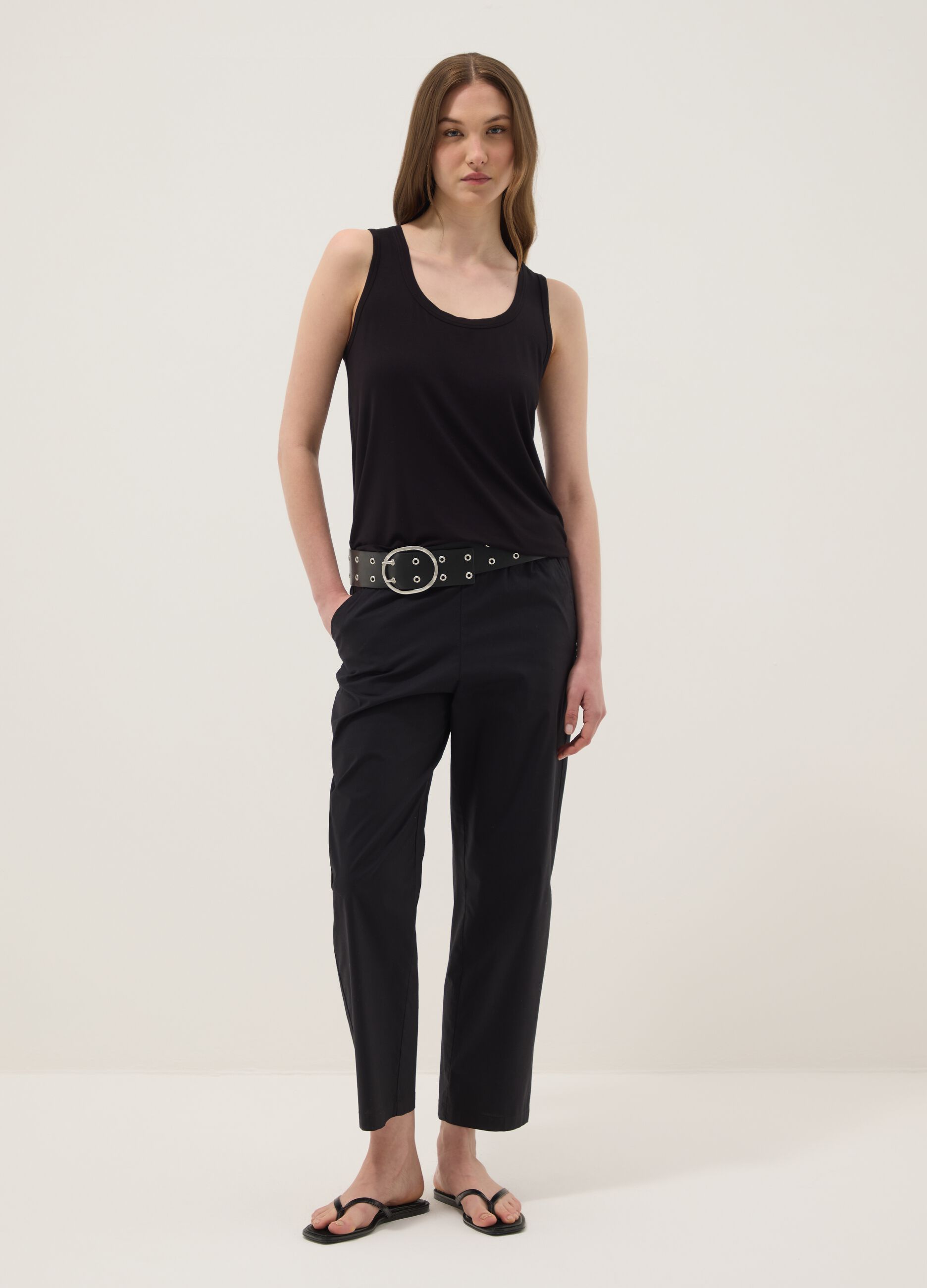 Black stretch viscose tank top