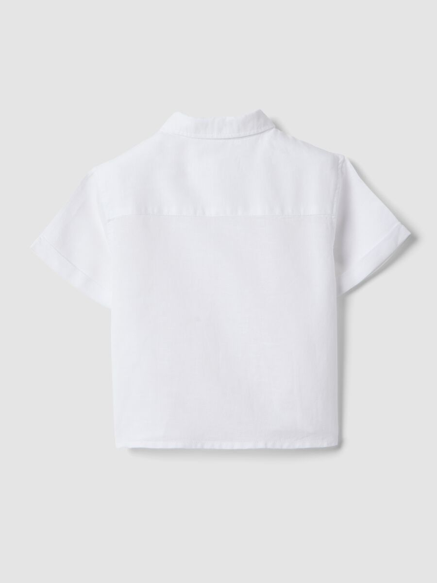 White linen-cotton blend boys' shirt regular fit_1