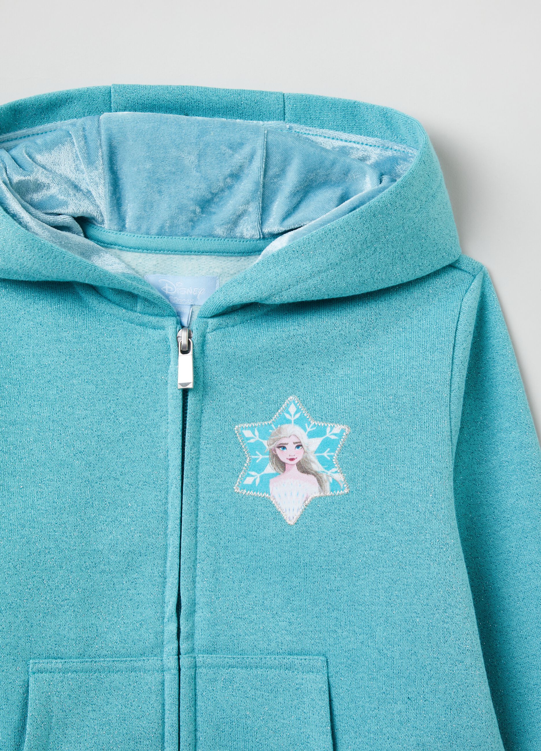 Full-zip sweatshirt with hood and Frozen Elsa patch_2