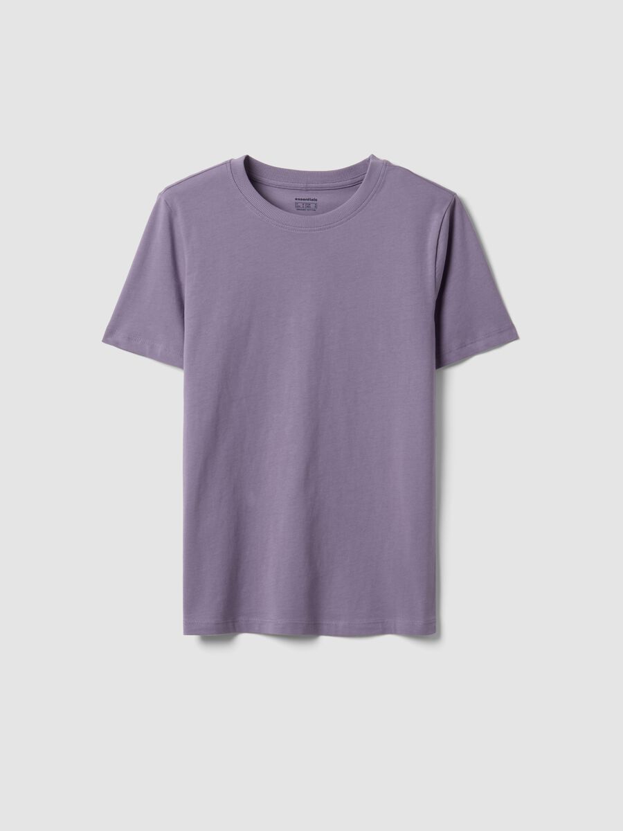 Purple crew-neck T-shirt in pure organic cotton, regular fit_0