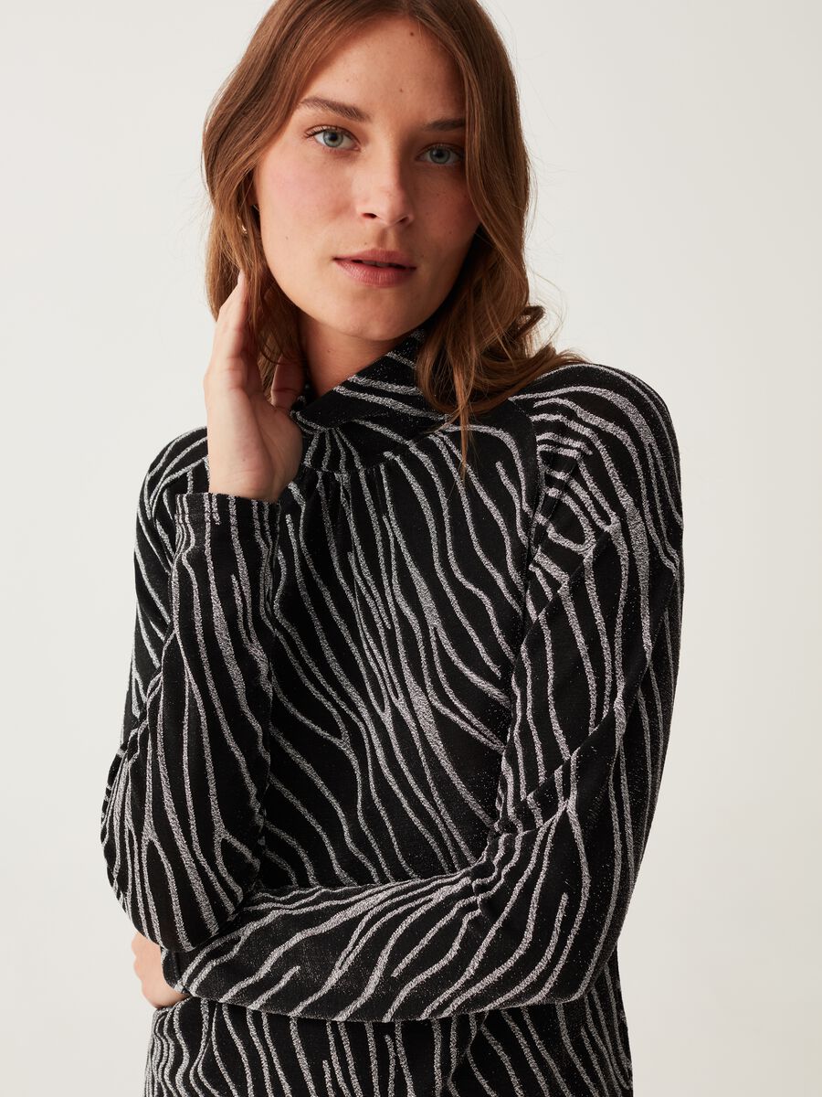 Long-sleeved T-shirt with zebra print in lurex_1