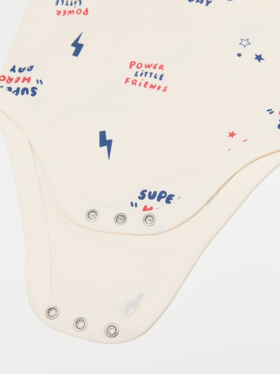 Multicoloured short-sleeve baby bodysuit tripack in pure cotton_2