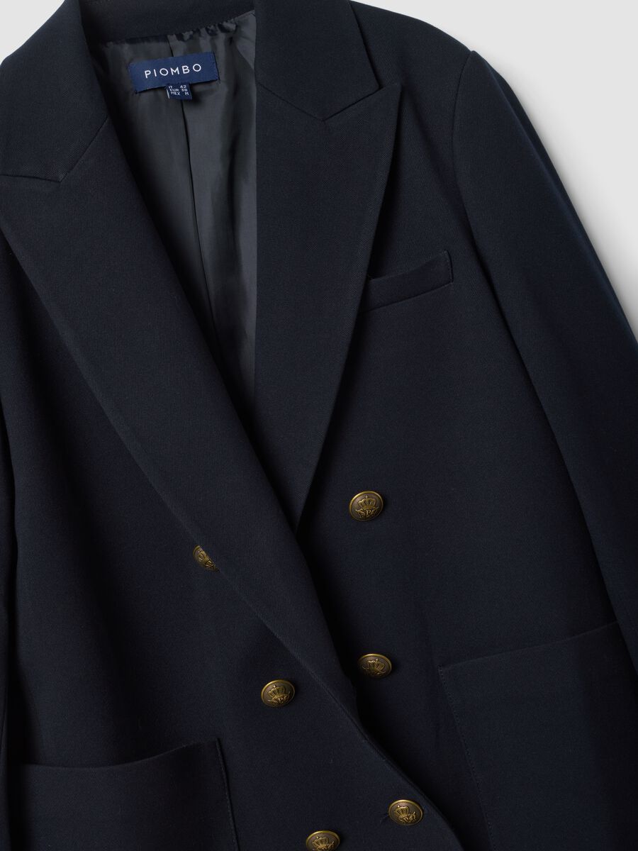 Blue stretch-viscose double-breasted blazer, regular fit_1