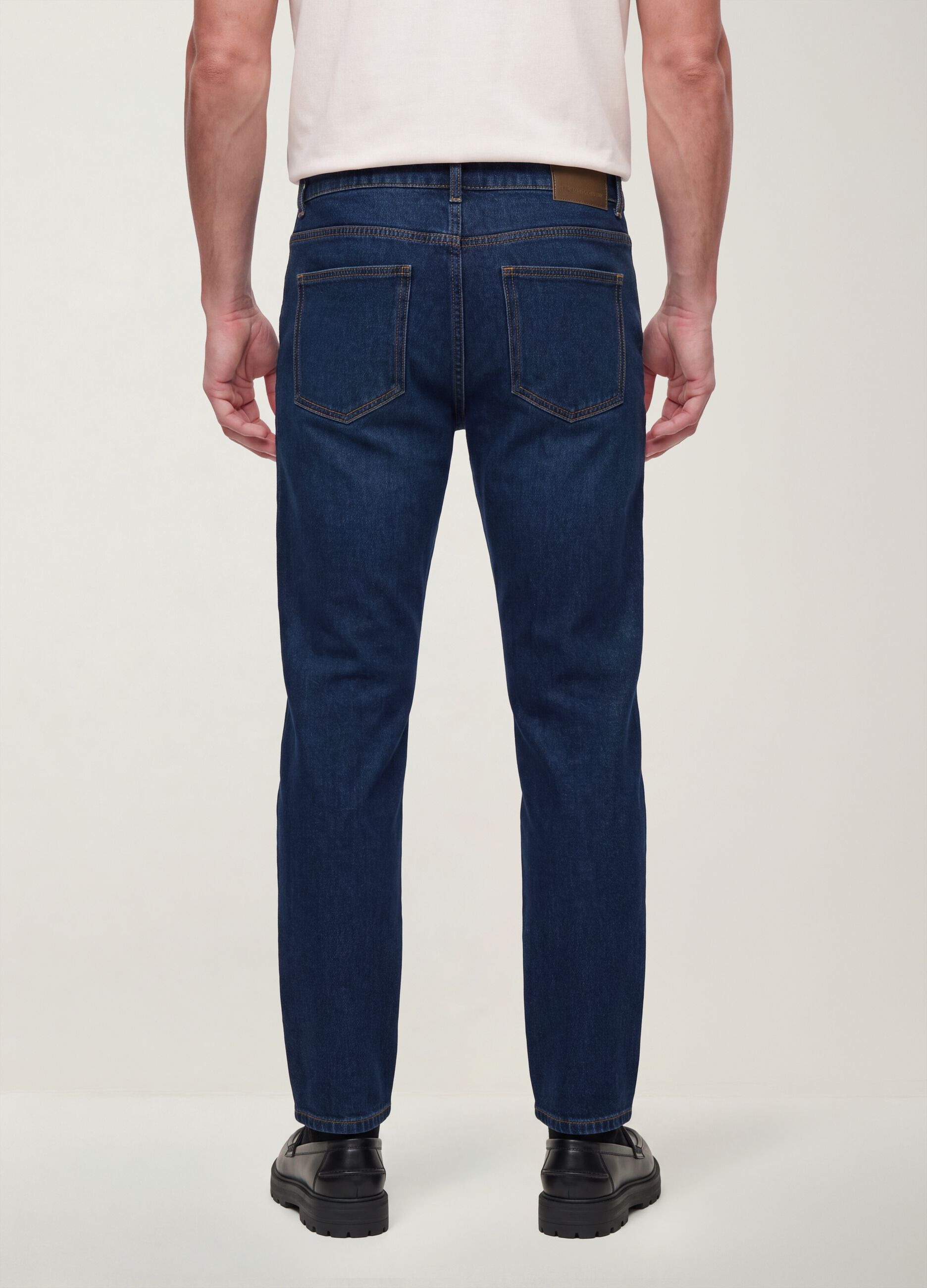 Jean bleu fonc&eacute; slim en m&eacute;lange coton et viscose