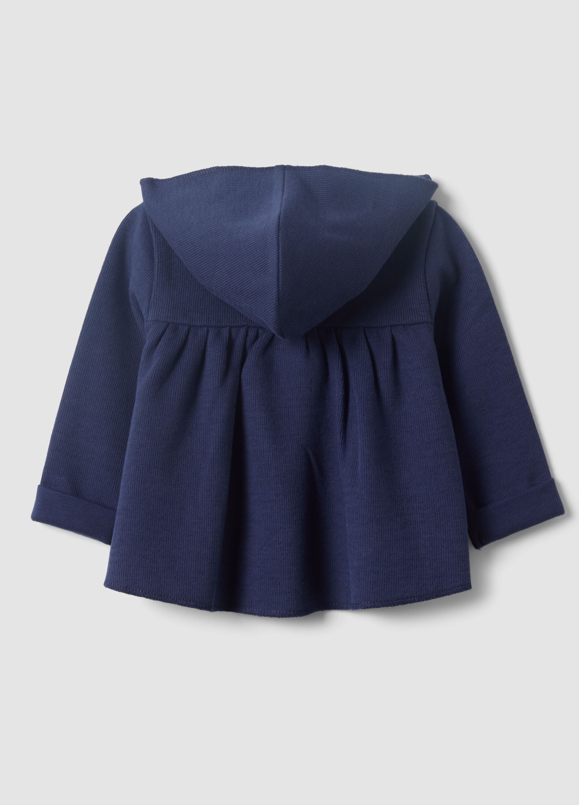 Blaue Kapuzen-Sweatjacke aus reiner Bio-Baumwolle f&uuml;r Baby M&auml;dchen