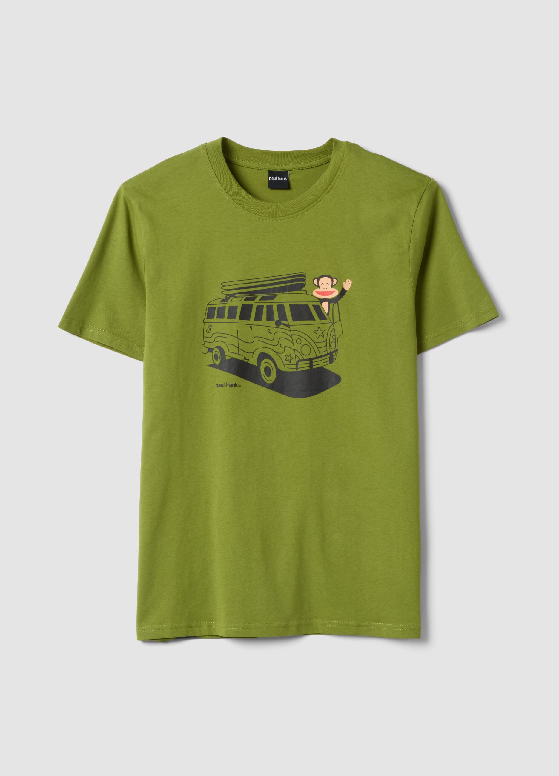 Gr&uuml;nes T-Shirt aus reiner Baumwolle mit Paul-Frank-Print, Regular Fit