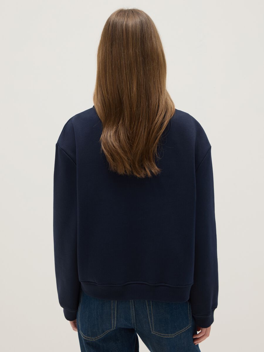 Blue cotton blend jumper with regular fit and contrasting collar_2