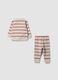 Beige pure organic cotton striped pyjamas with Winnie the Pooh embroidery_1