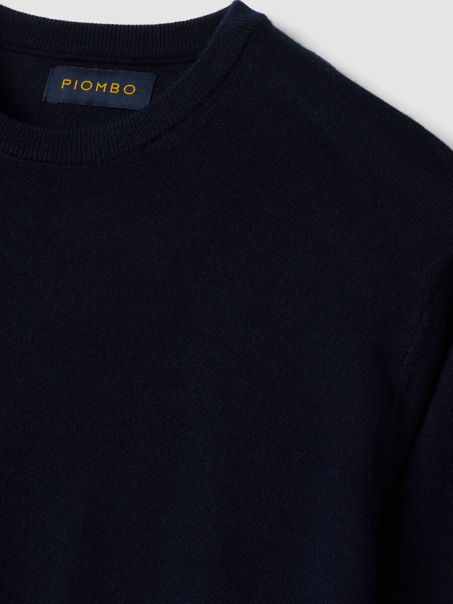 Navy blue crew-neck jumper in pure merino wool, regular fit_5